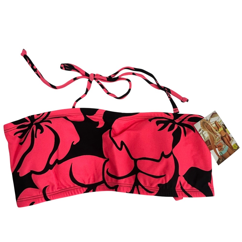 Hapari Boardwalk Bandeau Bikini Top Pink Black Floral SPF 50+ XL‎ 16